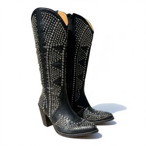 Old Gringo Studded Tall Western Boots Black Leather 7B Rockstar Cowgirl Festival